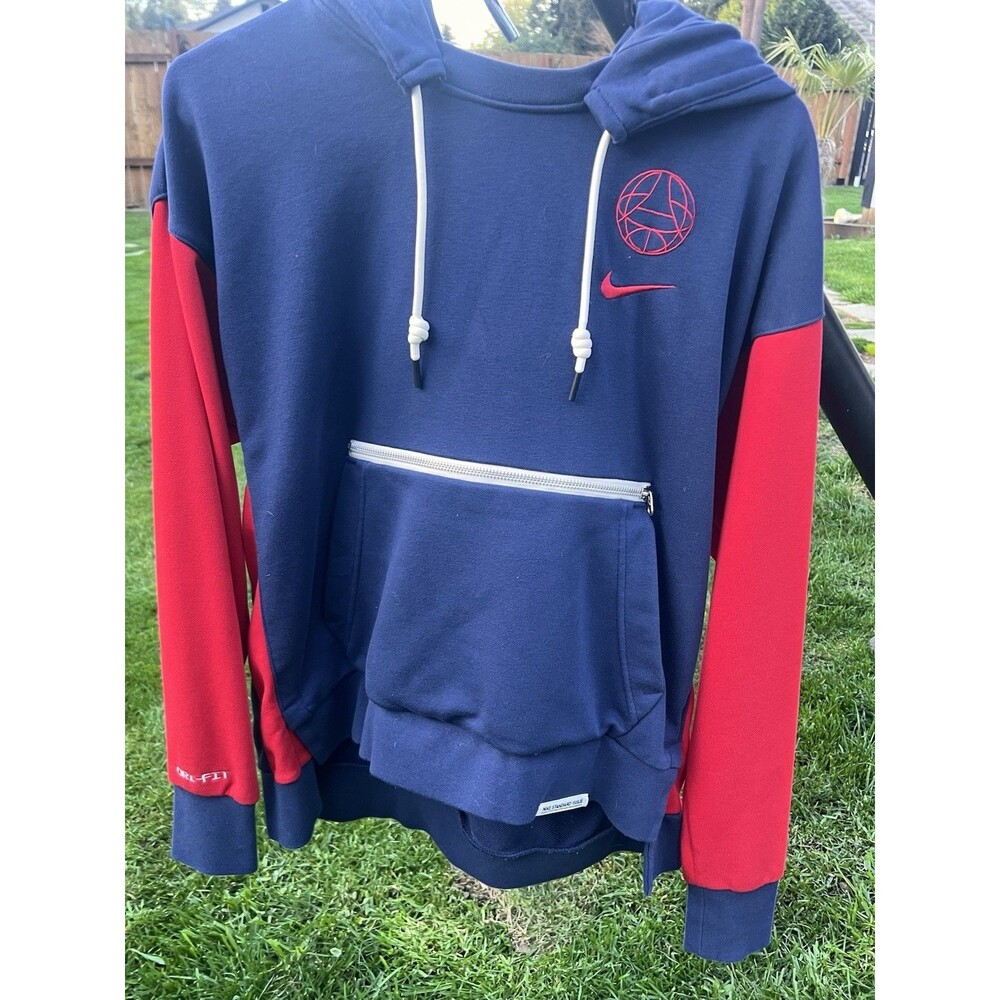 Nike Standard Issue Dri-FIT Loose Fit Pullover Hoodie Navy Red M